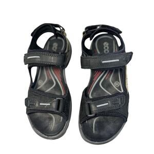 Ecco Ladies Sandals Hiking 6 Gray Black Adjustable Arch Support
